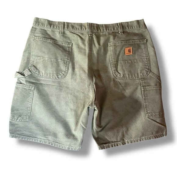Carhartt Mens Washed Duck Carpenter Work Short Sz 40 Moss Green Canvas Utility - Picture 3 of 5